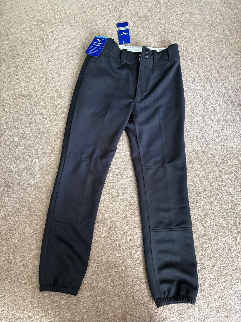 Mizuno Black Elastic Cuff Athletic Baseball Pants